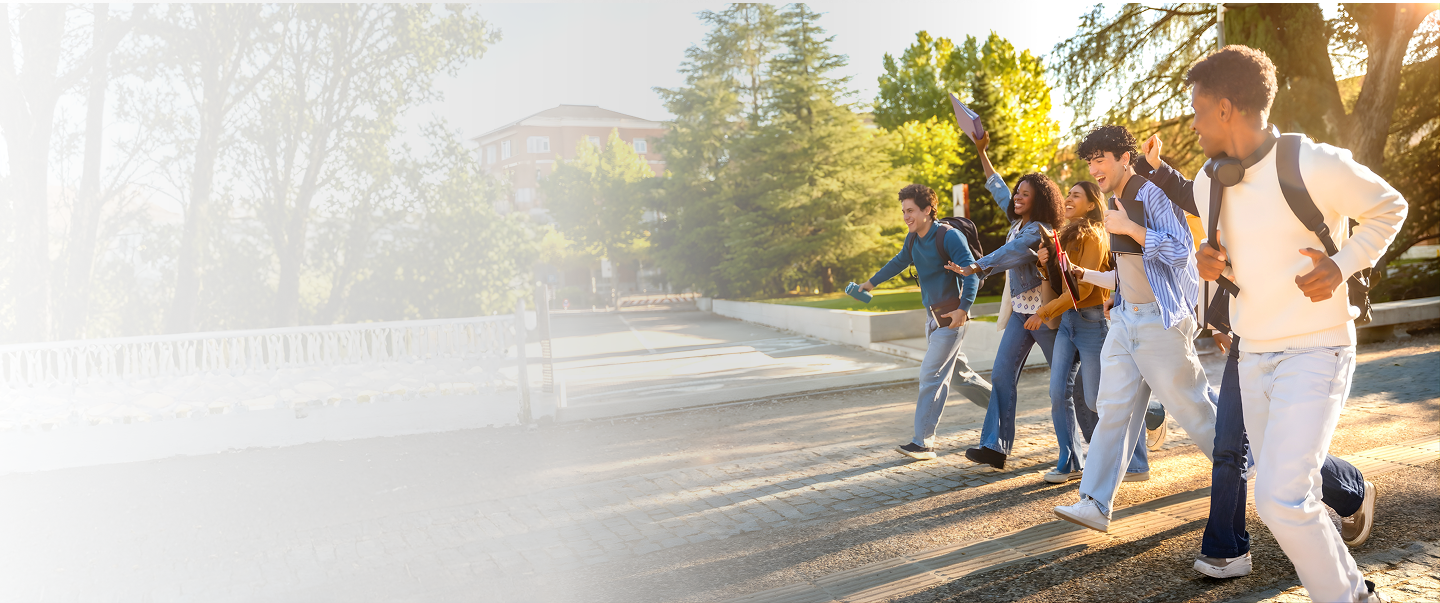 Students walking outdoors on campus